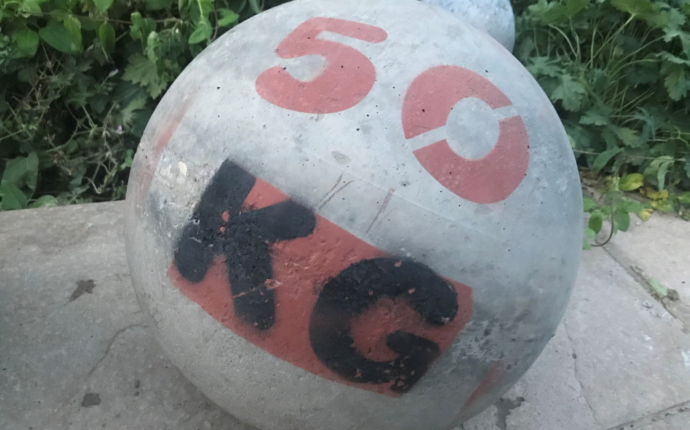 A 50 kilogram powerlifting stone.