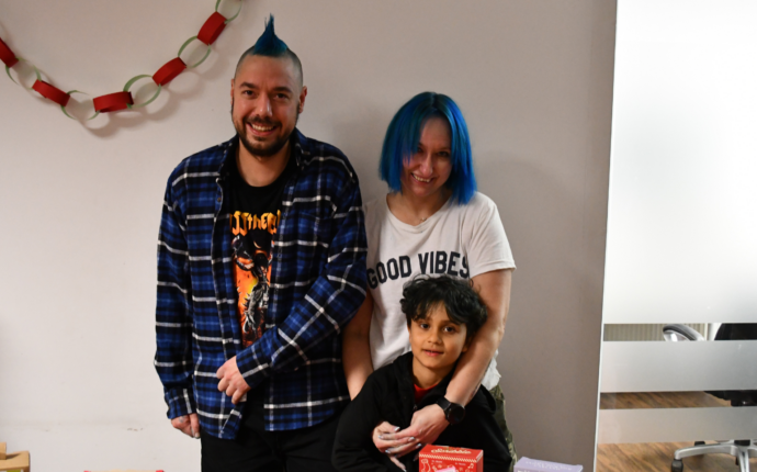 Ross, Angelika and Eli showing off their new hair. 